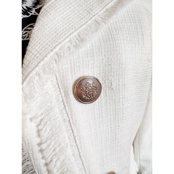 NWT White House Black Market White Ivory Tweed Cropped Jacket Women's SZ 12 - Picture 2 of 7